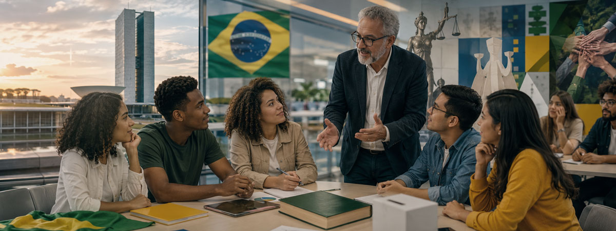 Jovens aprendem cidadania e democracia em ambiente político brasileiro inspirador.